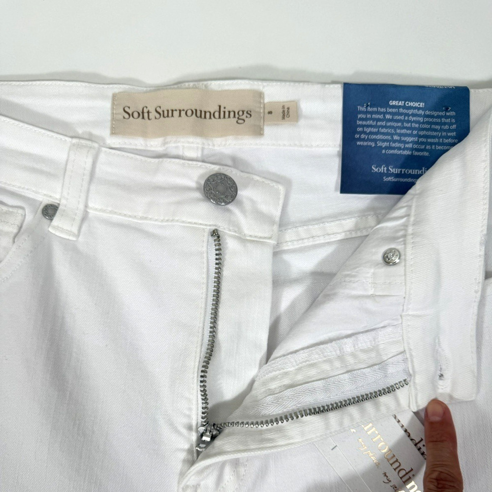 Soft Surroundings Cropped Jeans Size 8 The Ultimate Straight Slimming White New - Picture 11 of 13